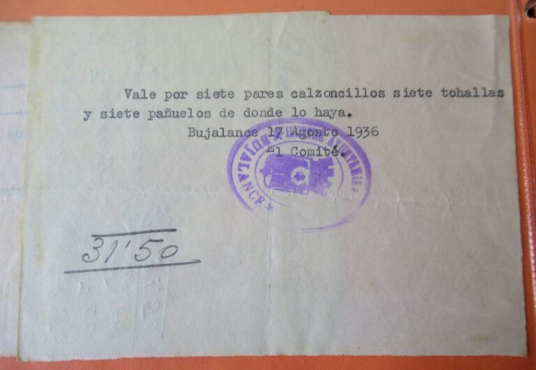 Vales y billetes de la Guerra Civil – Colección Particular.